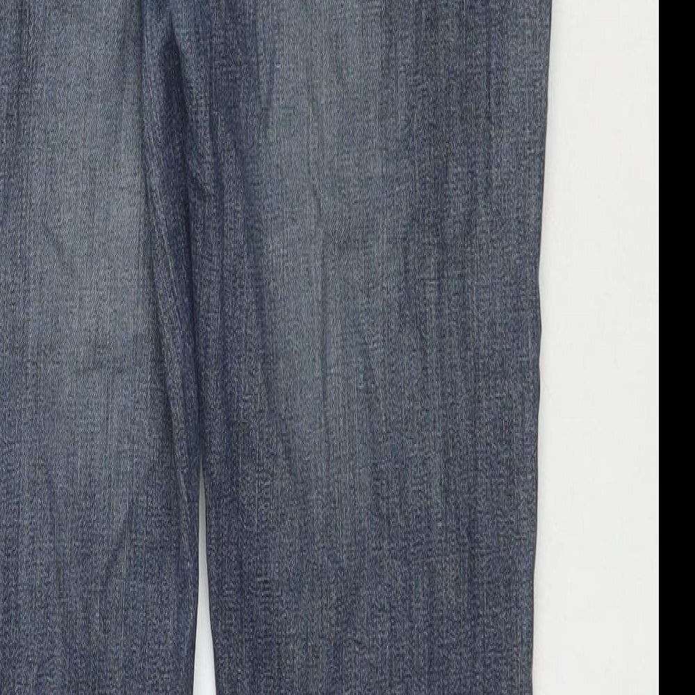 Brand and care label for ASOS men’s blue cotton skinny jeans, size 28, in, 31-inch leg regular zip