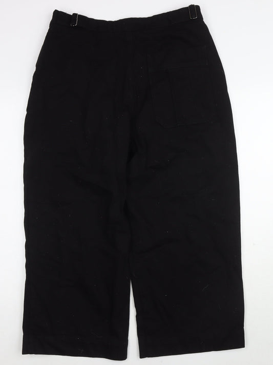 Kiin Womens Black Cotton Wide-Leg Jeans Size 14 L24 in Regular Zip