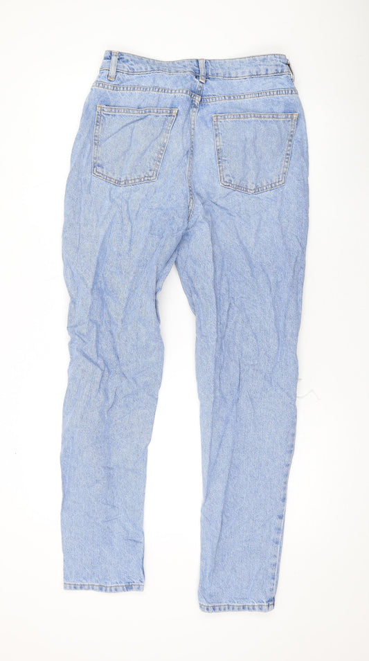 Denim & Co. Womens Blue Cotton Straight Jeans Size 10 L28 in Regular Zip