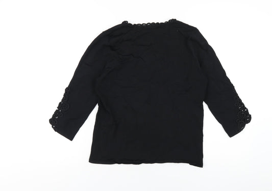 Alex & Co Womens Black Viscose Basic T-Shirt Size 10 Square Neck