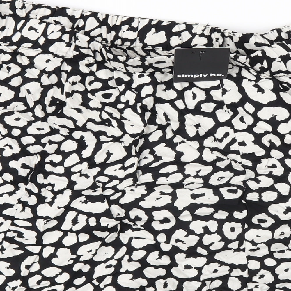 Simply Be Womens Black Geometric Vinyl Basic Shorts Size 24 Regular Pull On