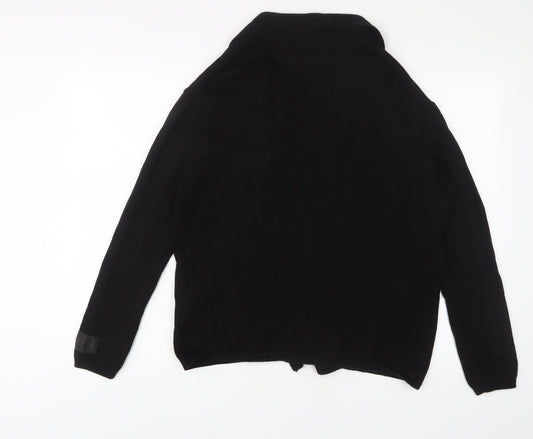 H&M Girls Black V-Neck Cotton Cardigan Jumper Size 12-13 Years Pullover - Open