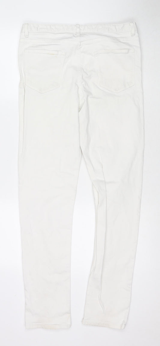 Marks and Spencer Womens White Cotton Skinny Jeans Size 12 L31 in Regular Zip