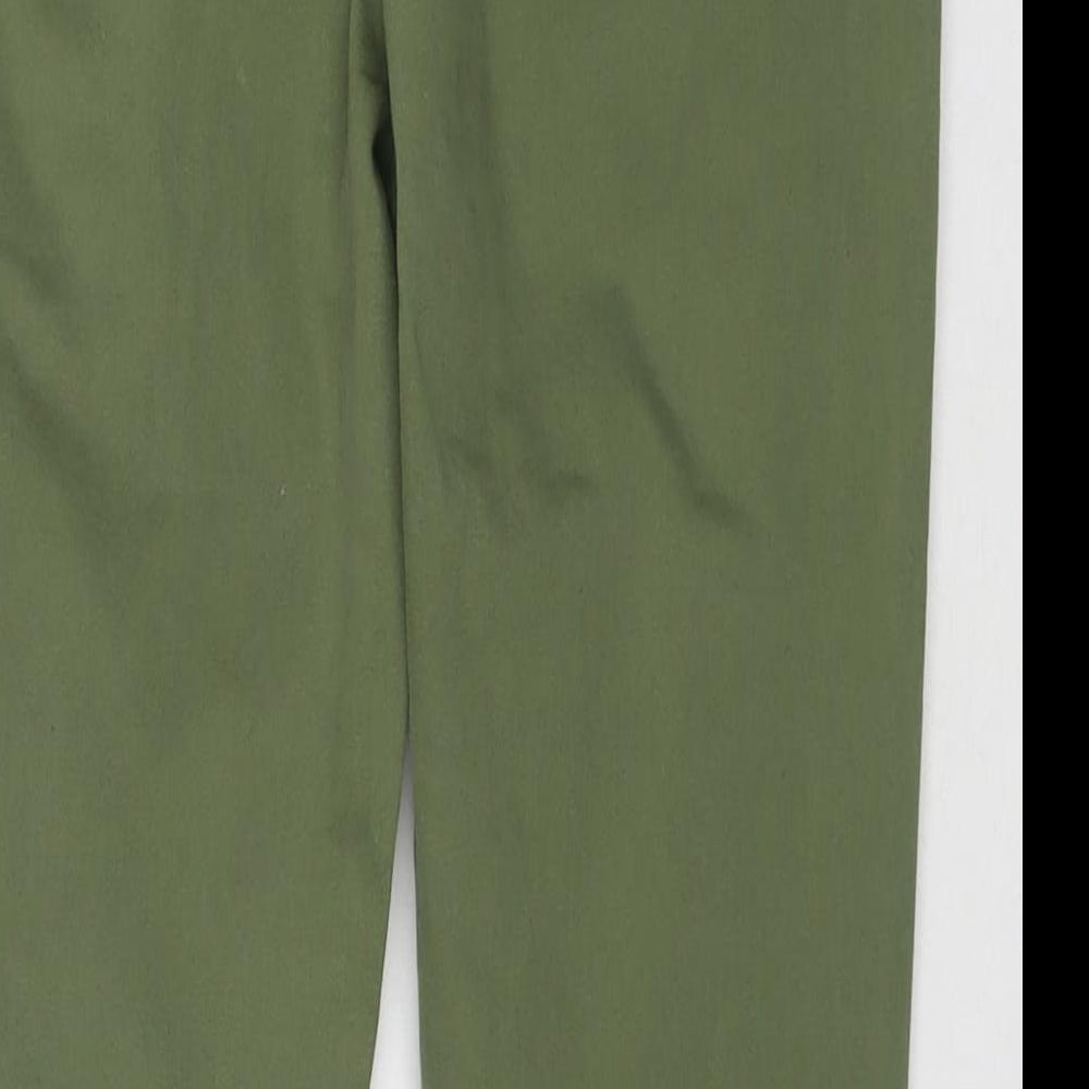 Brand and care label for Denim & Co. girls’ green cotton skinny jeans, size 13-14, years, 26-inch leg regular zip