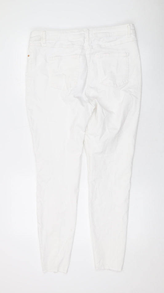 Papaya Womens White Cotton Skinny Jeans Size 18 L27 in Regular Zip