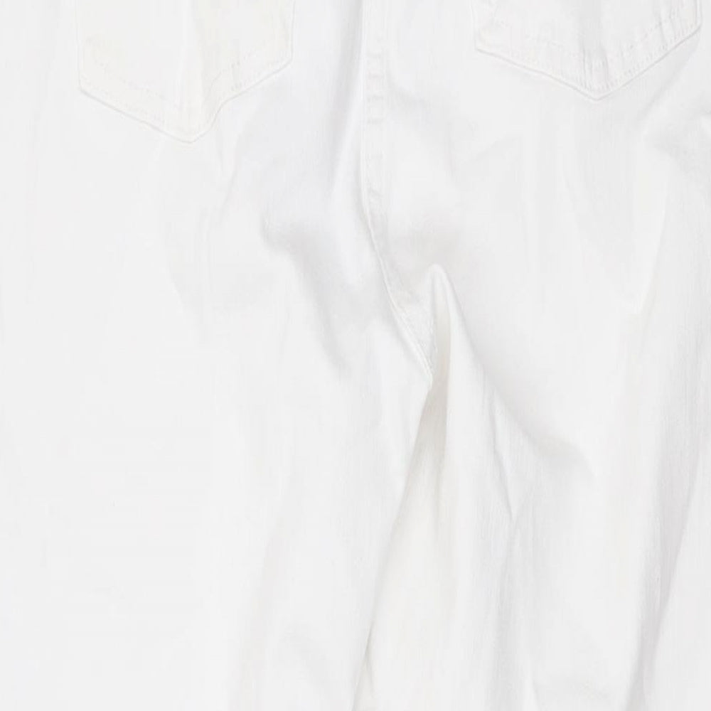 Papaya Womens White Cotton Skinny Jeans Size 18 L27 in Regular Zip