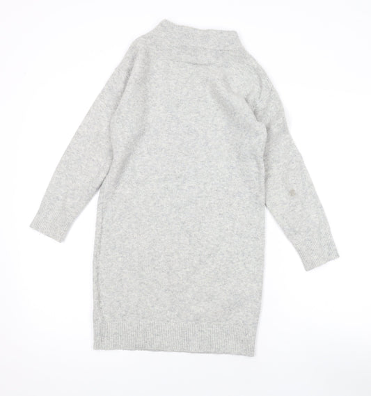 Uniqlo Girls Grey Mock Neck Acrylic Pullover Jumper Size 9-10 Years Pullover