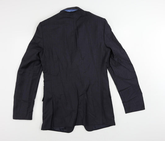 Marks and Spencer Mens Blue Striped Polyester Jacket Suit Jacket Size 38 Regular