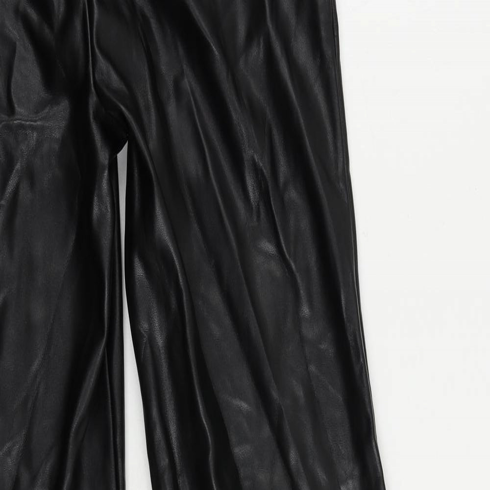 ASOS Womens Black Polyurethane Trousers Size 8 L31 in Regular Zip - Faux Leather