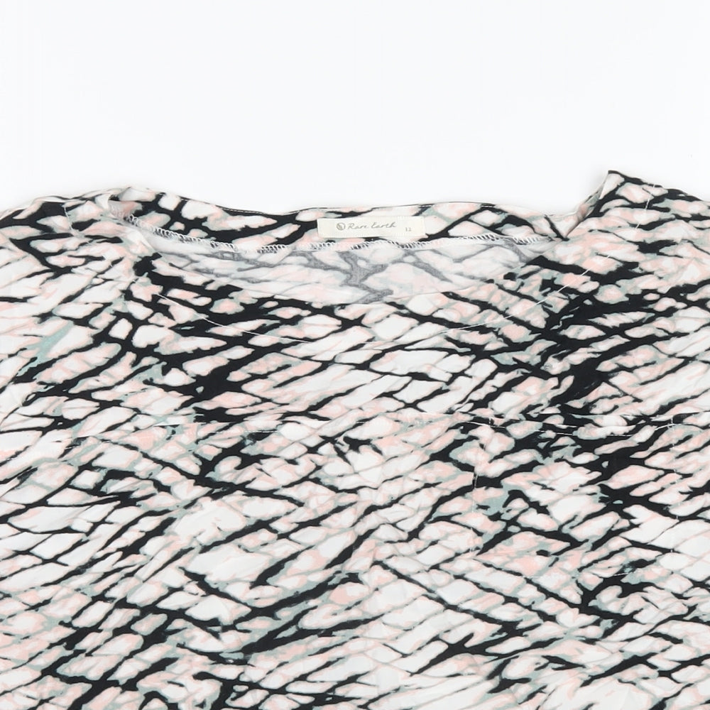 Rare Earth Womens Multicoloured Geometric Viscose Basic T-Shirt Size 12 Round Neck