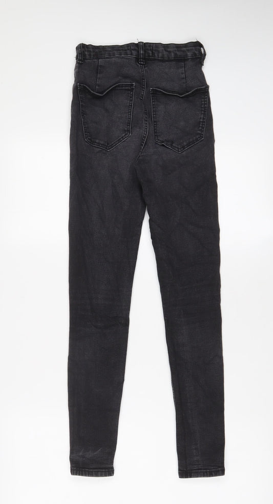 Zara Womens Black Cotton Skinny Jeans Size 6 L27 in Regular Zip
