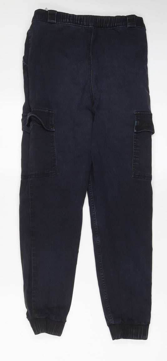 Hollister Womens Blue Cotton Cargo Trousers Size M L28 in Regular Zip