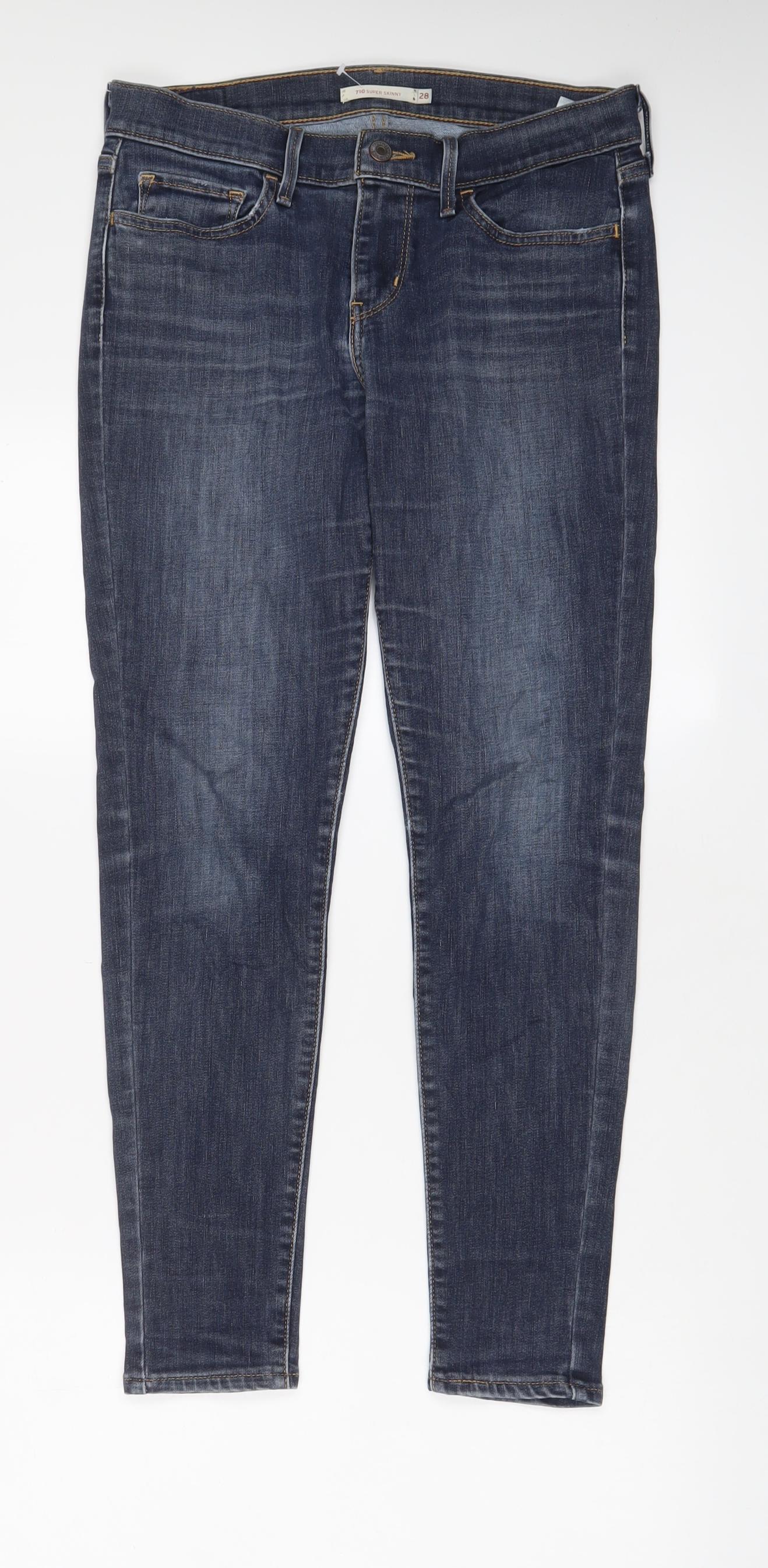 Levi's Womens Blue Cotton Skinny Jeans Size 28 in L28 in Regular Zip