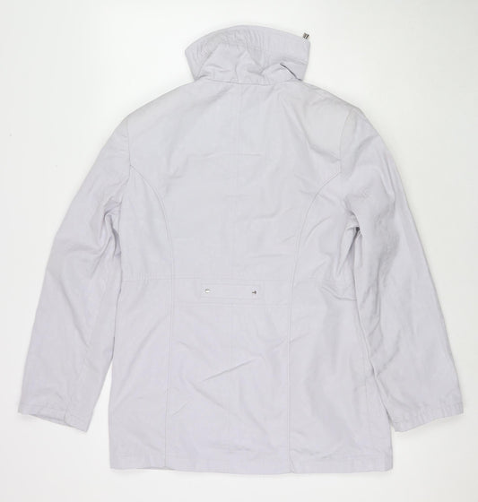 EWM Womens Grey Rain Coat Jacket Size 10 Zip
