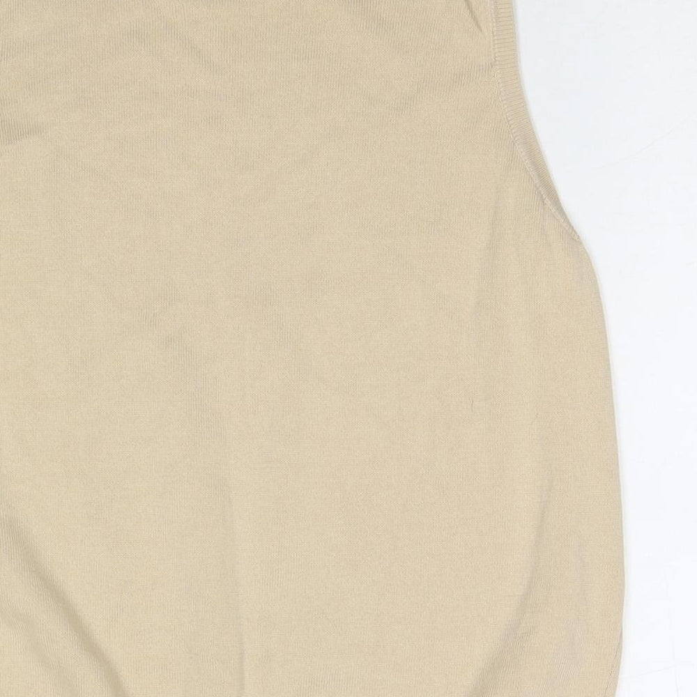 St Michael Womens Beige Cotton Basic Tank Size 14 Round Neck