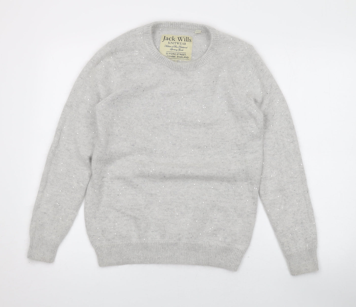 Jack Wills Womens Grey Round Neck Polyester Pullover Jumper Size 12 - Sequins