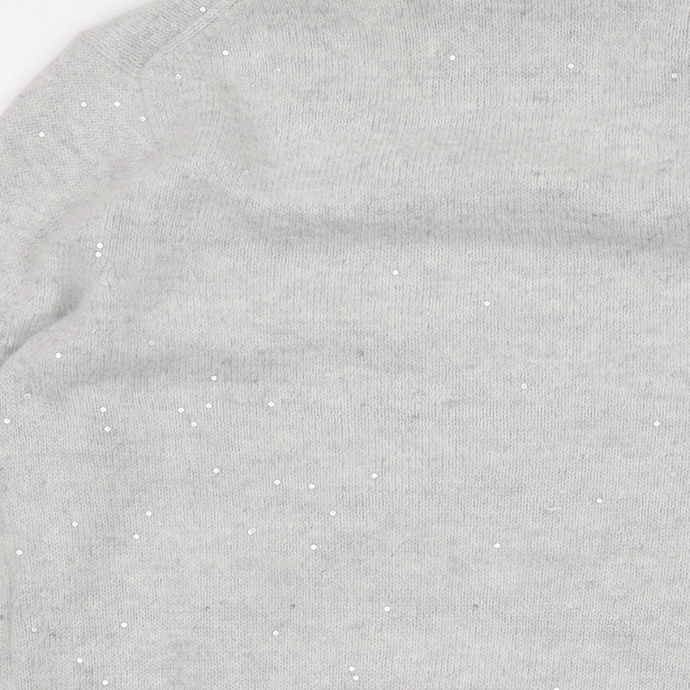Jack Wills Womens Grey Round Neck Polyester Pullover Jumper Size 12 - Sequins