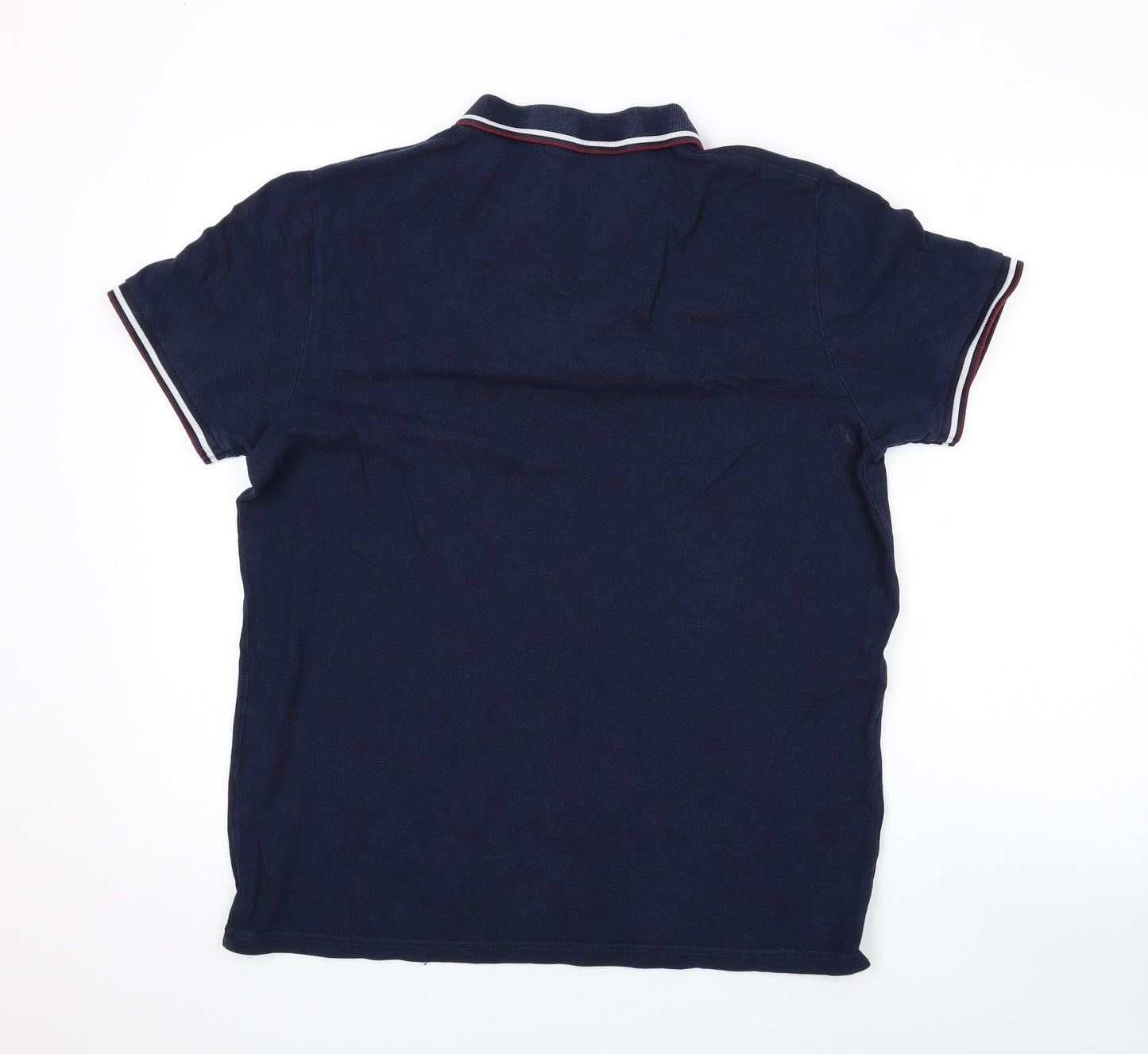 Admiral Mens Blue Cotton Polo Size M Collared Button