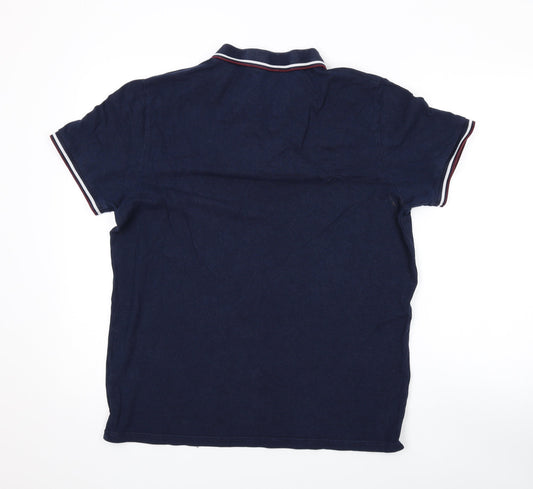 Admiral Mens Blue Cotton Polo Size M Collared Button