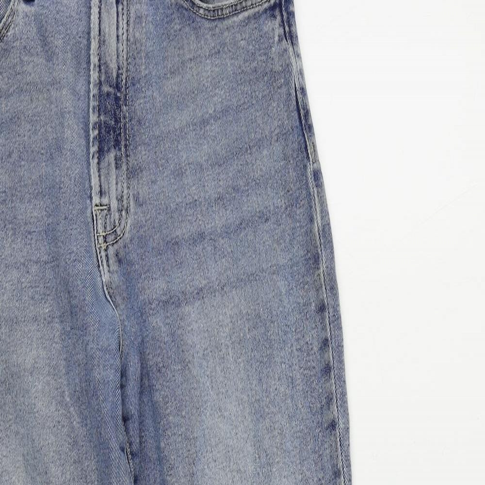 Stradivarius Womens Blue Cotton Mom Jeans Size 12 L27 in Regular Zip