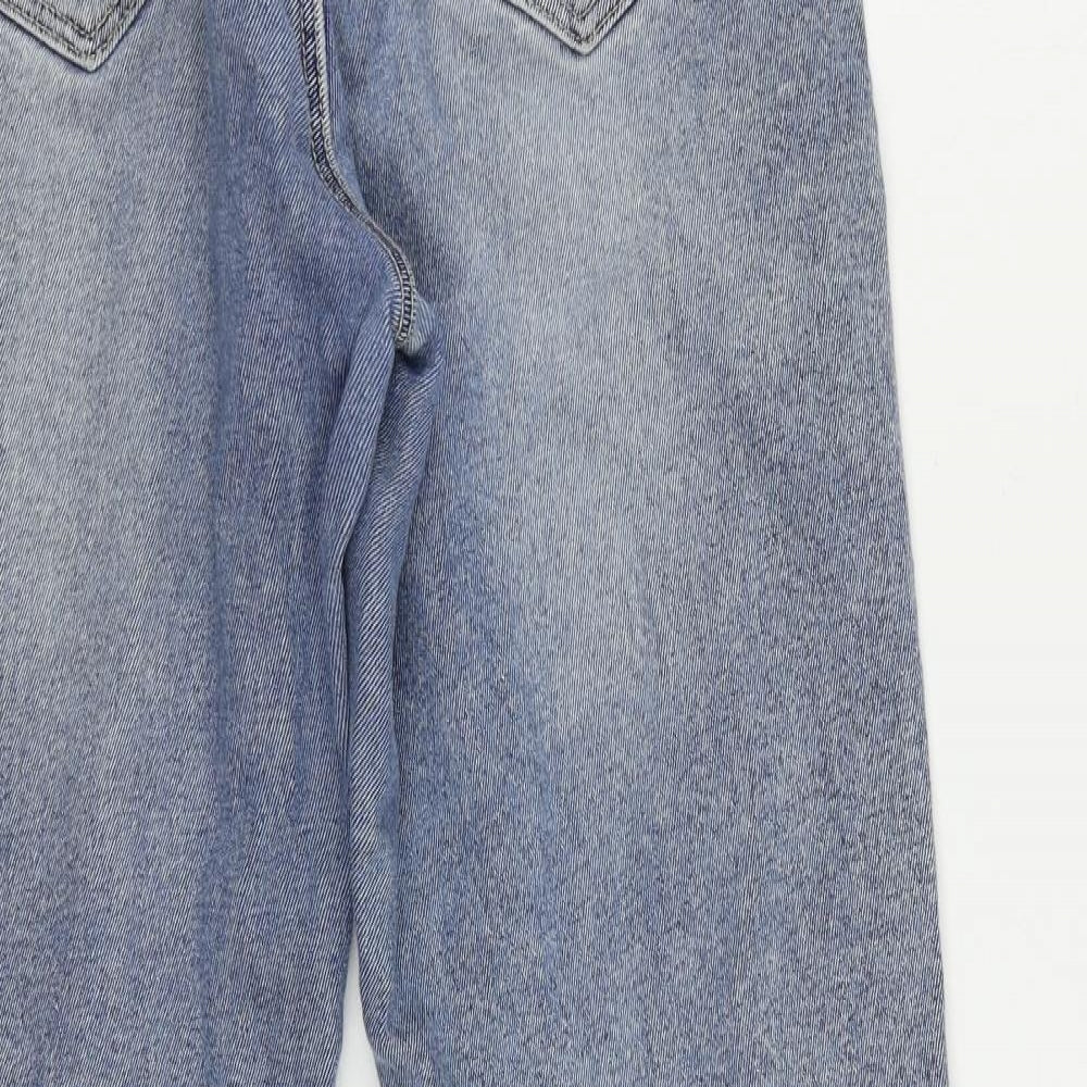 Stradivarius Womens Blue Cotton Mom Jeans Size 12 L27 in Regular Zip