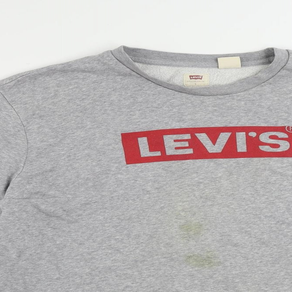 Levi's Mens Grey Cotton Pullover Sweatshirt Size L - Logo Vintage