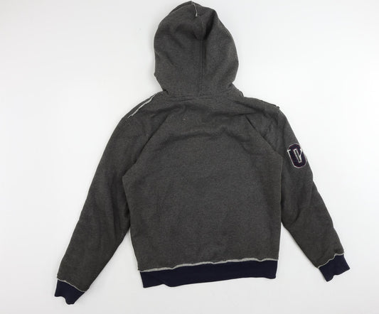 Lee Cooper Mens Grey Polyester Full Zip Hoodie Size S - Logo