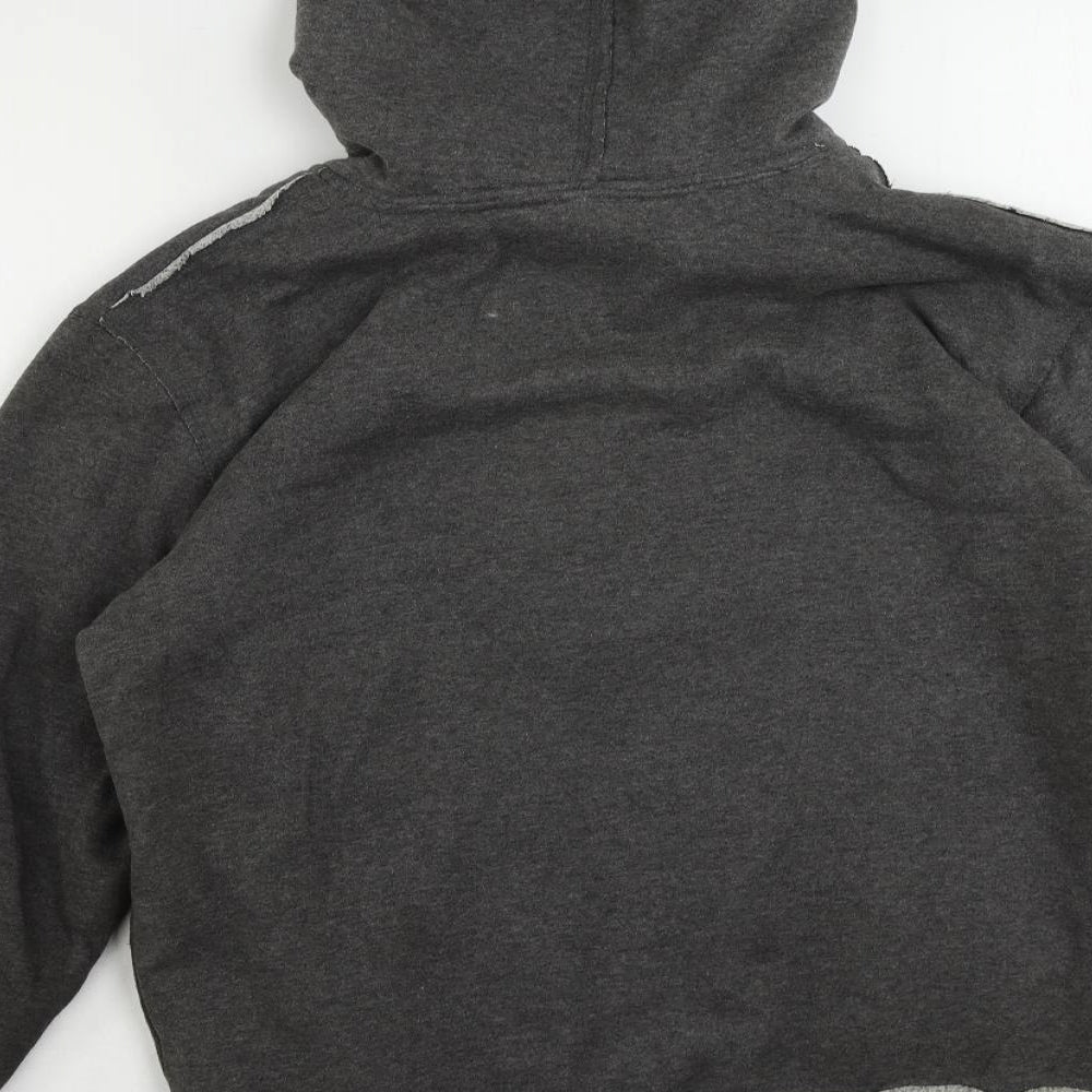Brand and care label for Lee Cooper men’s grey polyester full zip hoodie, size S, - logo