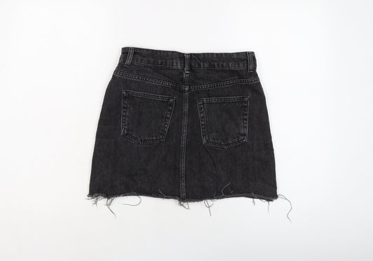 TRopsho[ Womens Grey Cotton Mini Skirt Size 8 Button