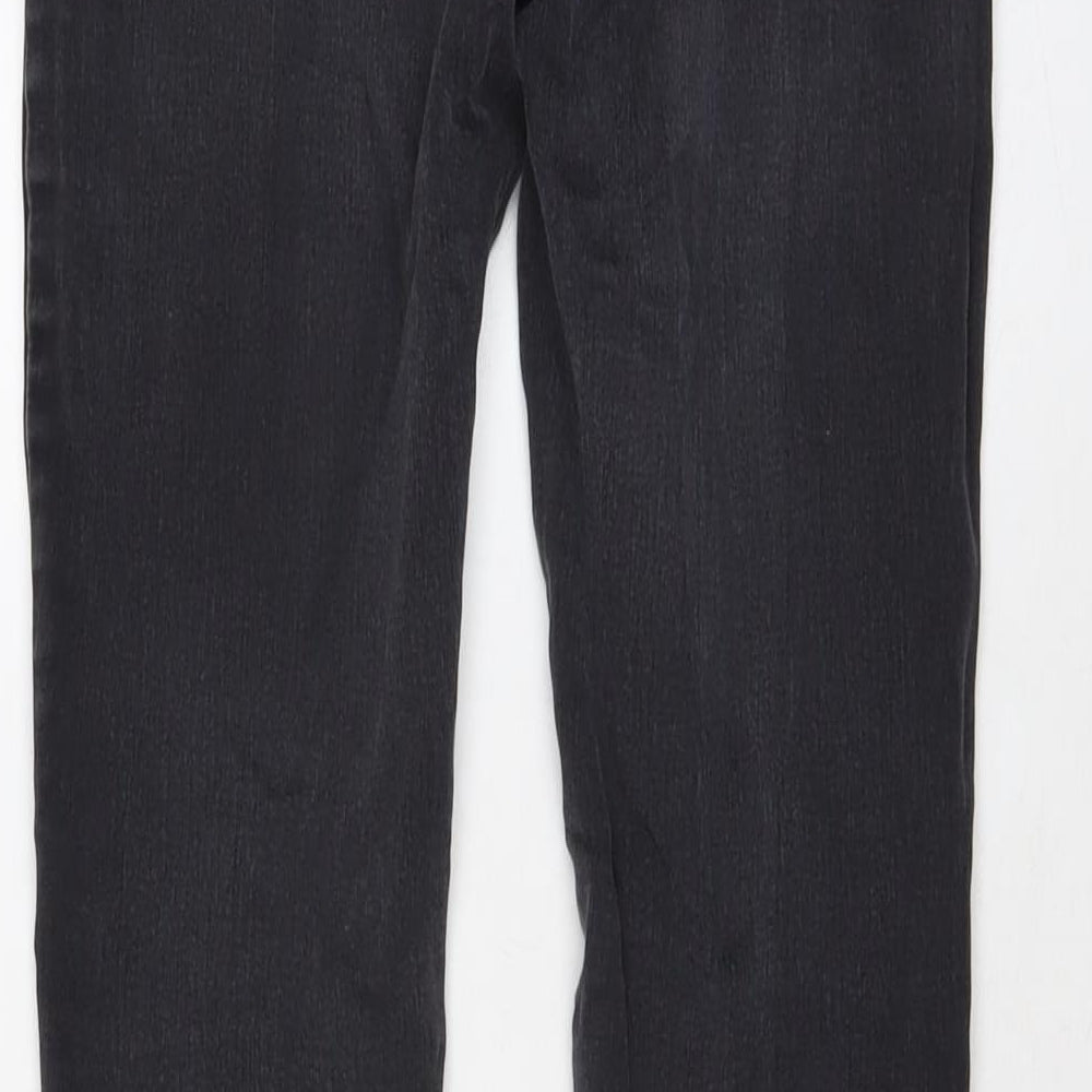 Brand and care label for Denim & Co. women’s green cotton jegging jeans, size UK 8, 30-inch leg regular button
