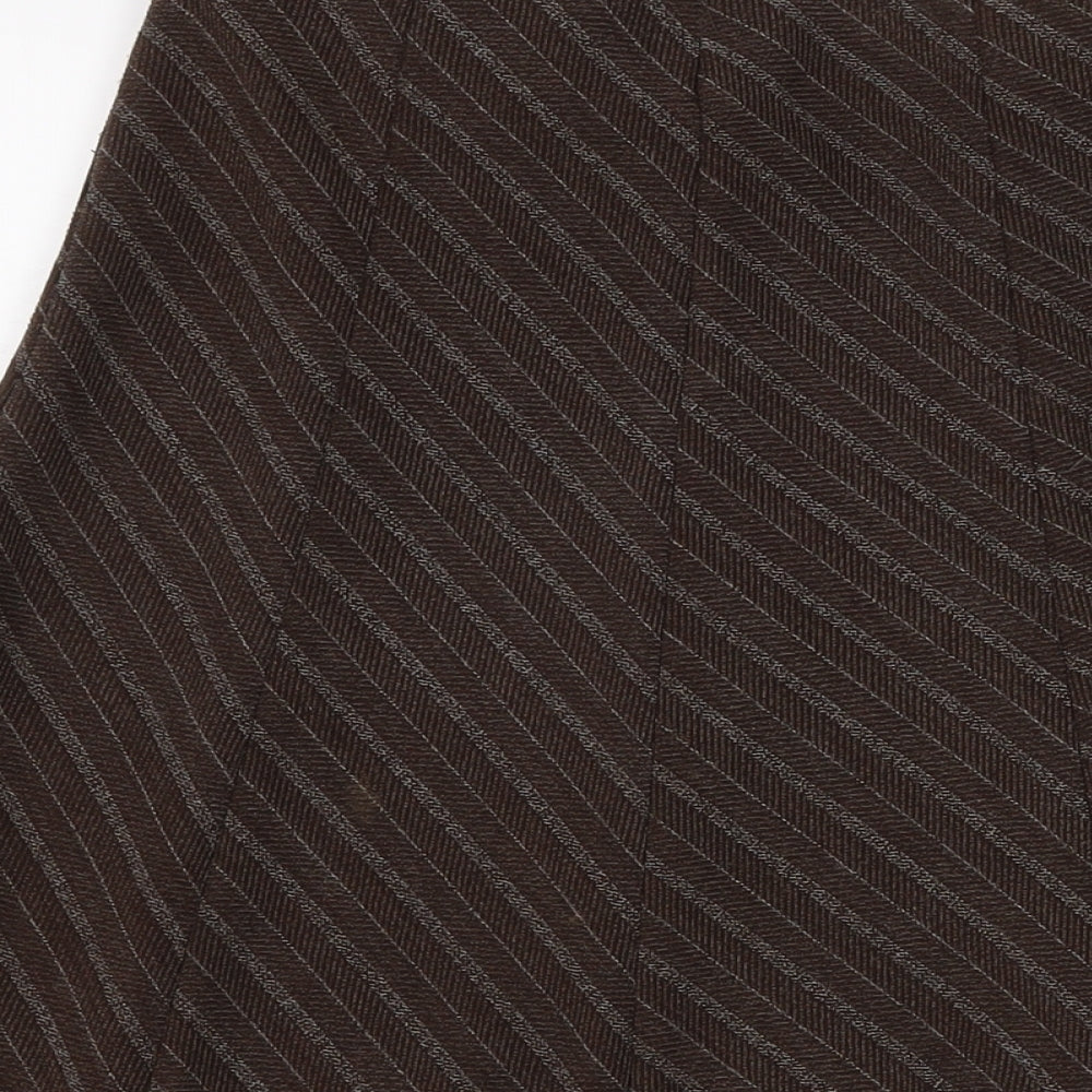 Marks and Spencer Womens Brown Striped Polyester Flare Skirt Size 12