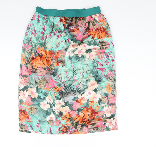 Ene Womens Multicoloured Floral Polyester Straight & Pencil Skirt Size XS