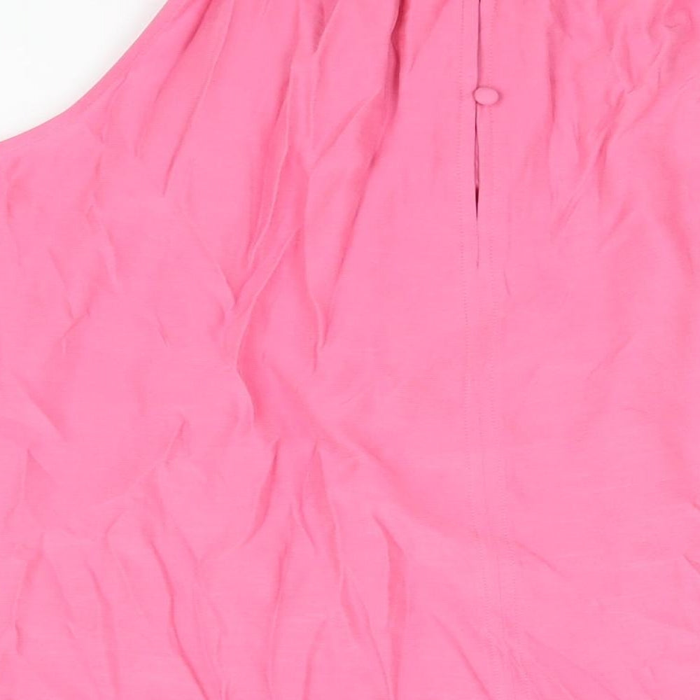 Marks and Spencer Womens Pink Viscose Camisole Blouse Size 16 Round Neck