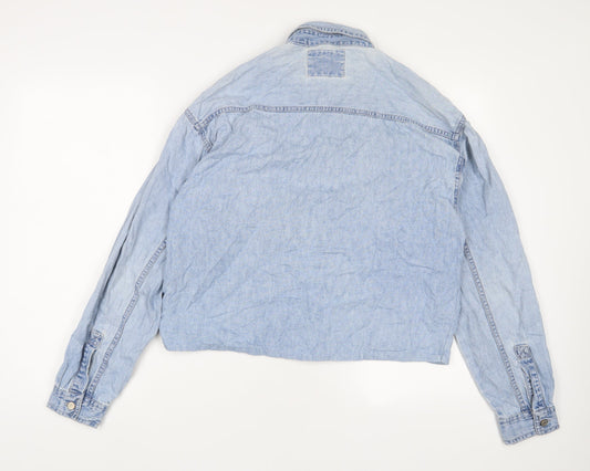 Levi's Womens Blue Cotton Basic Button-Up Size M Collared - Distressed