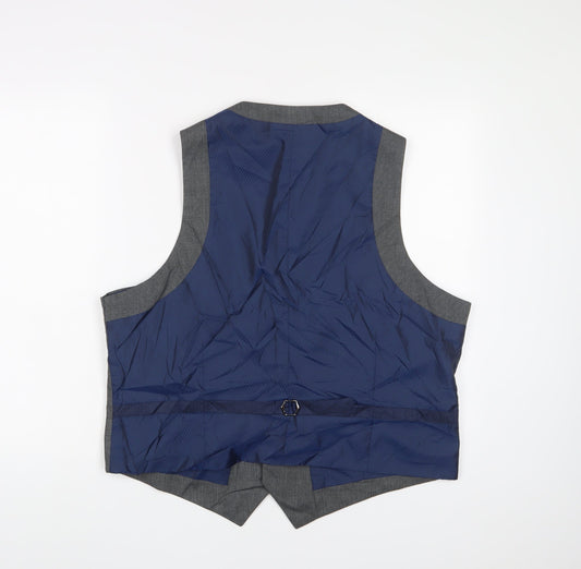 Fellini Mens Grey Polyester Jacket Suit Waistcoat Size 44 Regular