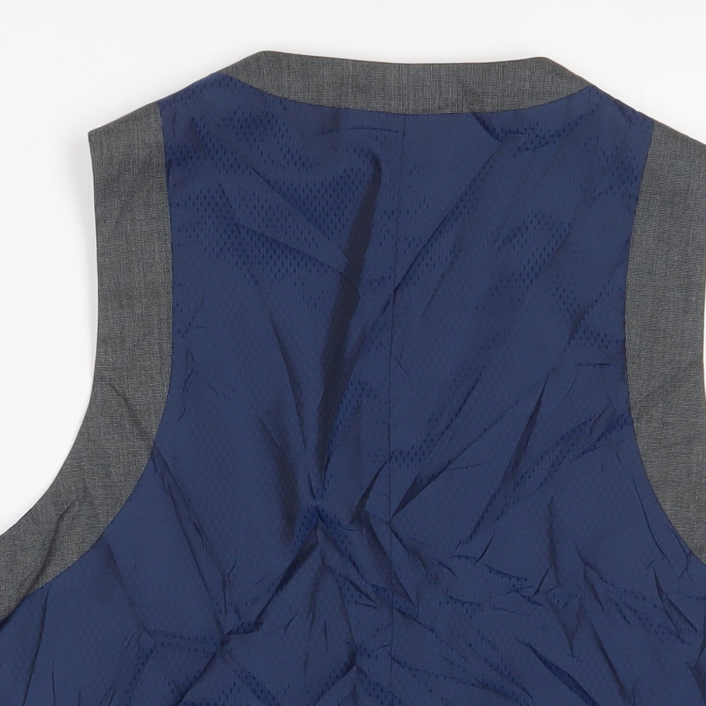 Fellini Mens Grey Polyester Jacket Suit Waistcoat Size 44 Regular