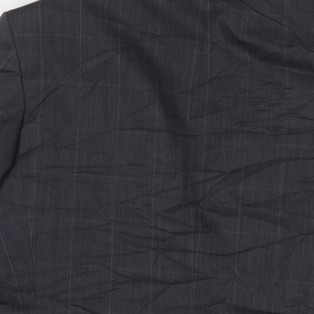 Marks and Spencer Mens Grey Plaid Polyester Jacket Suit Jacket Size 40 Regular