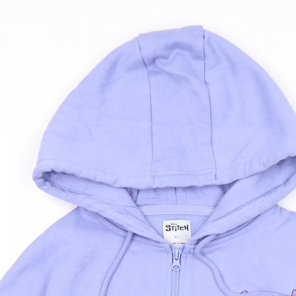 Disney Womens Purple Polyester Full Zip Hoodie Size XS Zip - Stitch