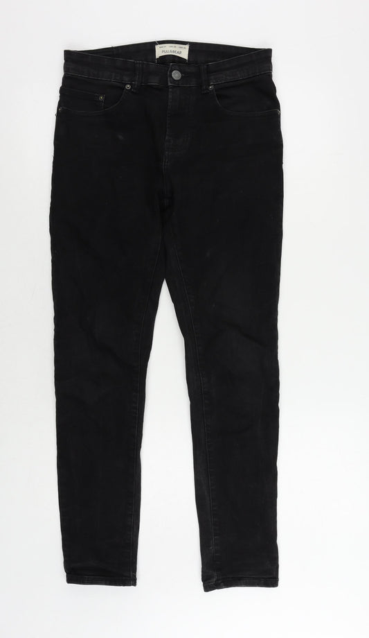 Pull&Bear Womens Black Cotton Skinny Jeans Size 10 L30 in Regular Zip