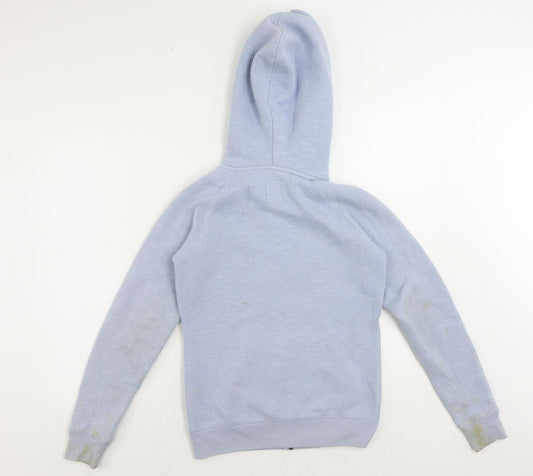 Jack Wills Womens Blue Polyester Full Zip Hoodie Size 6 Zip - Vintage Logo