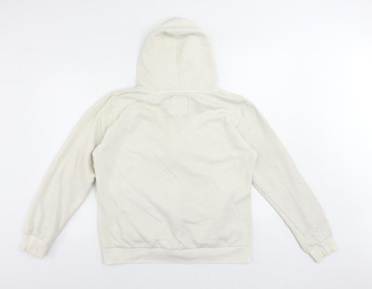 Lee Cooper Womens Ivory Cotton Full Zip Hoodie Size L Zip - Logo Vintage