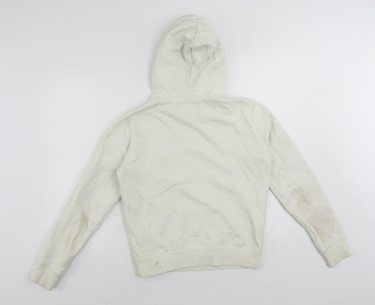 Jack Wills Womens Ivory Cotton Pullover Hoodie Size 6 Pullover - Logo Vintage