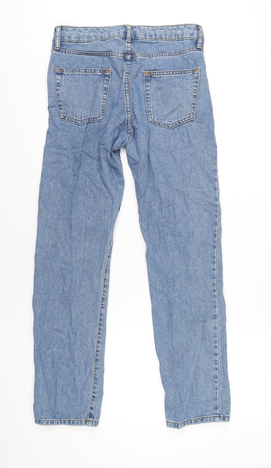 Topman Mens Blue Cotton Straight Jeans Size 30 in L32 in Regular Button