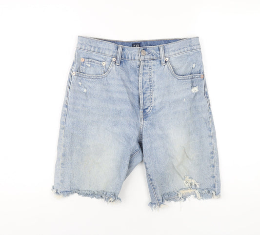 Gap Womens Blue Cotton Bermuda Shorts Size 28 in L8 in Regular Button