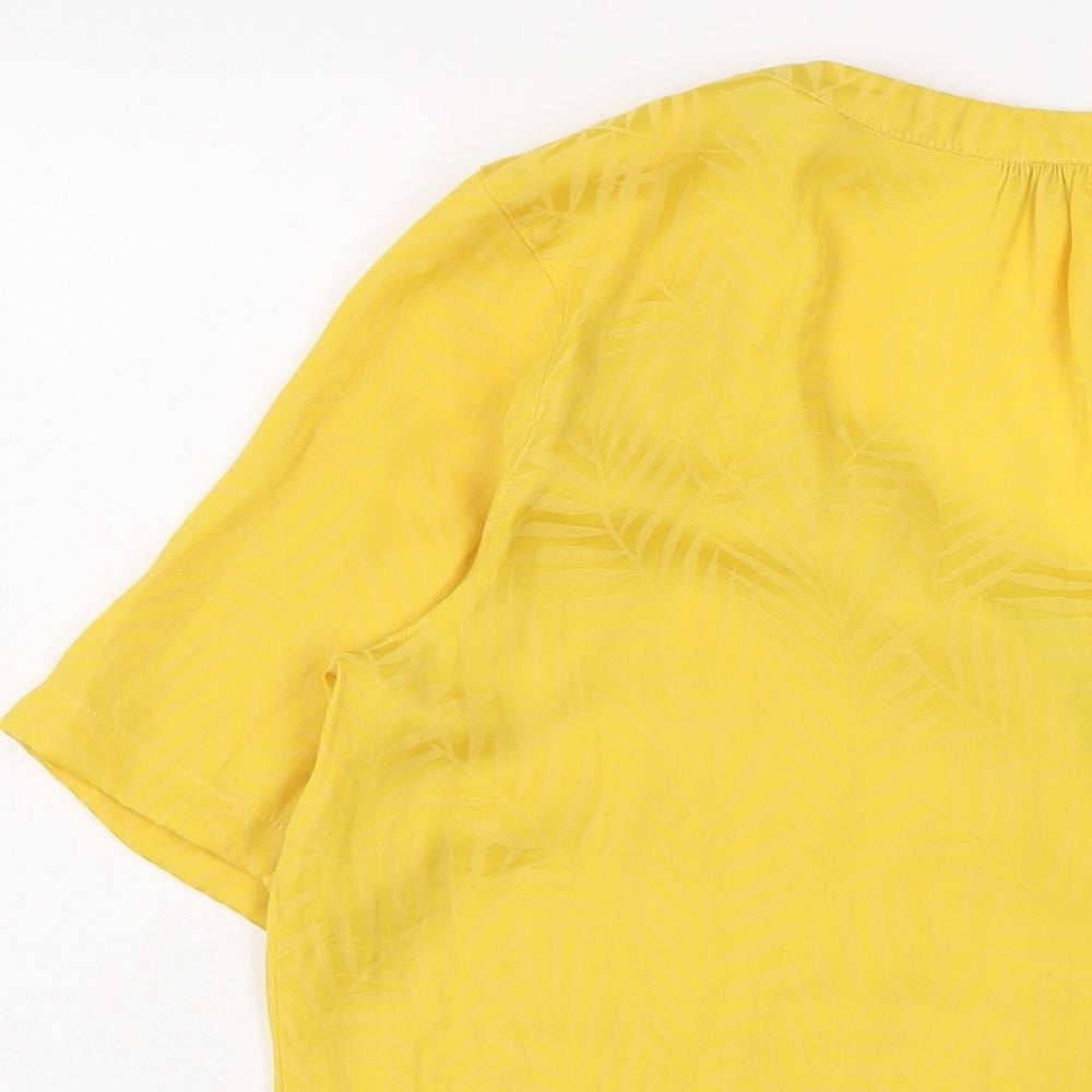 NEXT Womens Yellow Polyester Basic Button-Up Size 8 Round Neck