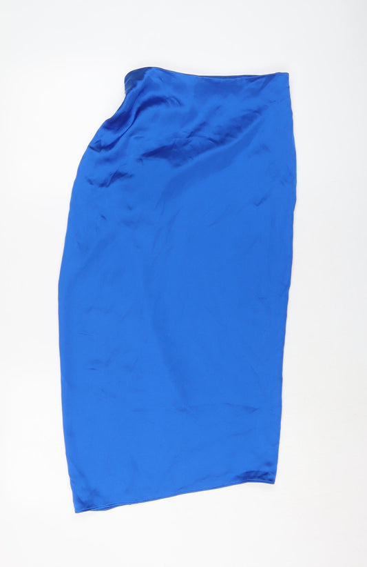 Zara Womens Blue Polyester Straight & Pencil Skirt Size XS Zip