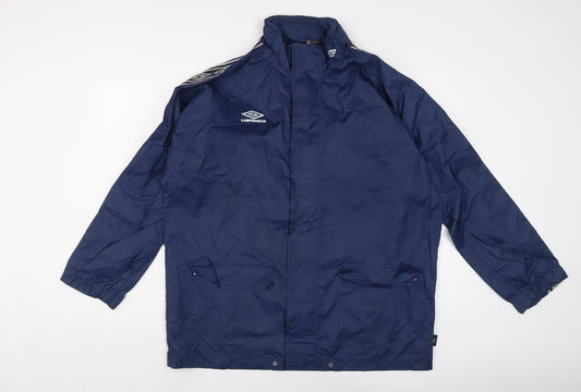 Umbro Mens Blue Rain Coat Coat Size S Zip