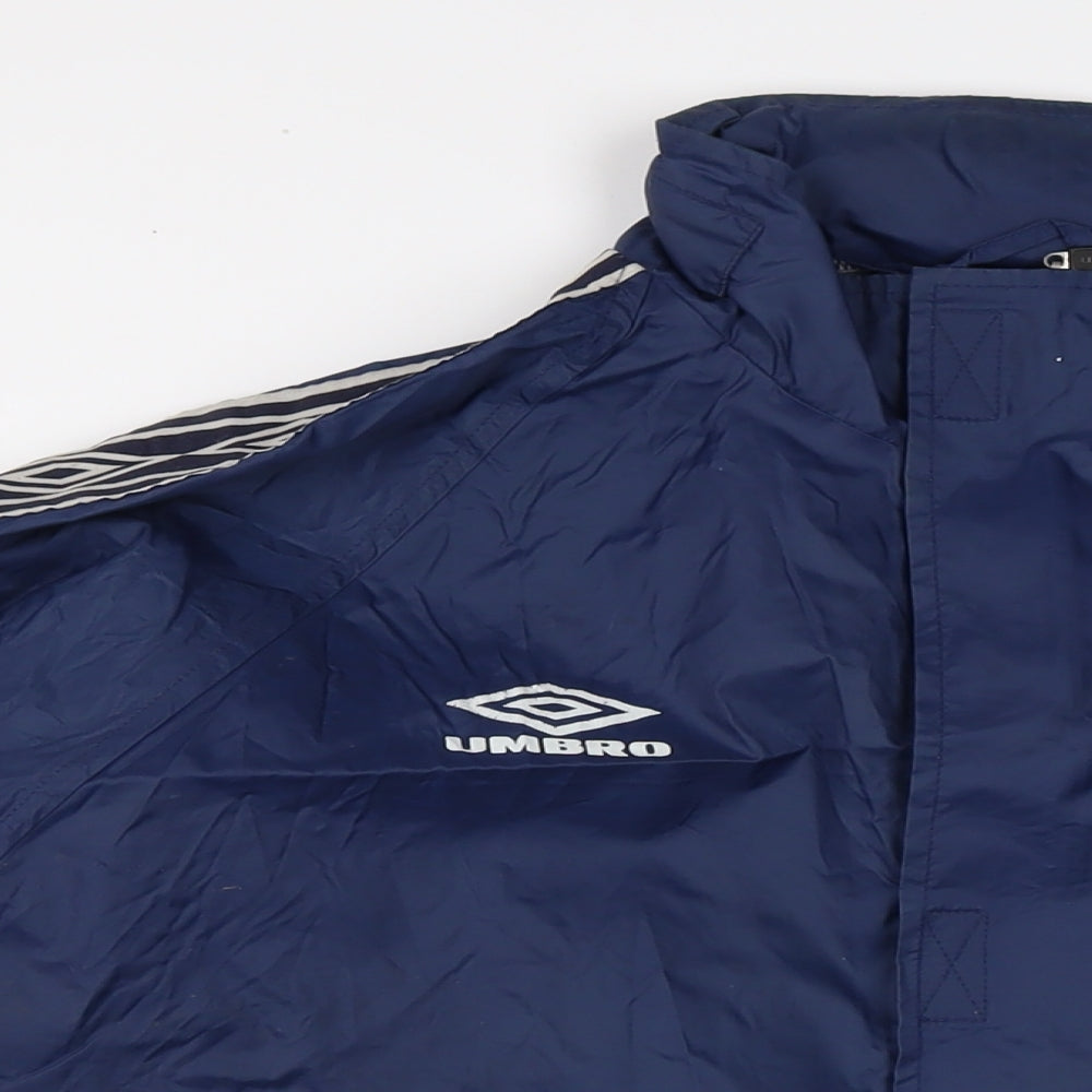 Umbro Mens Blue Rain Coat Coat Size S Zip