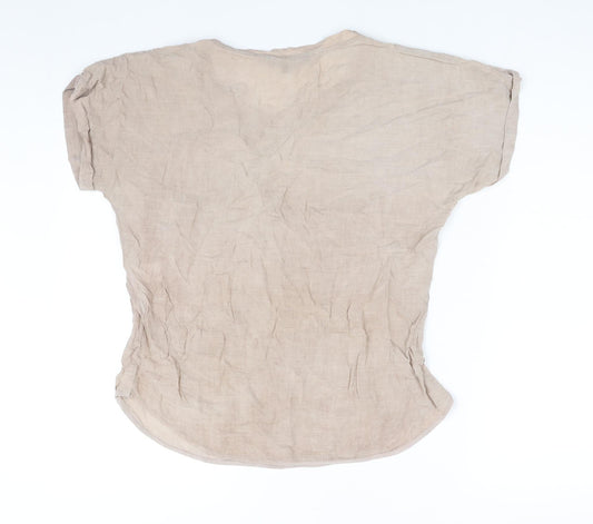 French Connection Womens Brown Viscose Basic Blouse Size 8 Round Neck