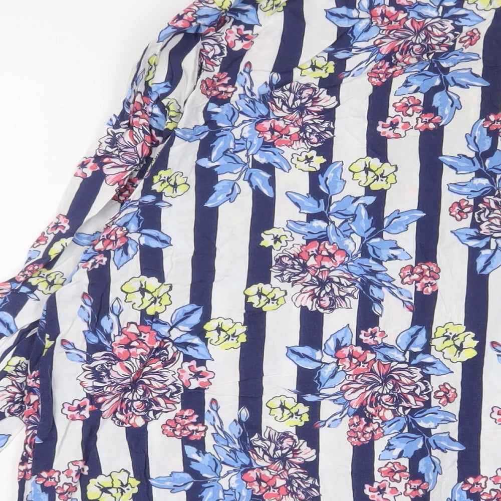 Brand and care label for ASOS women’s multicoloured geometric viscose a-line, size UK 10, collared button